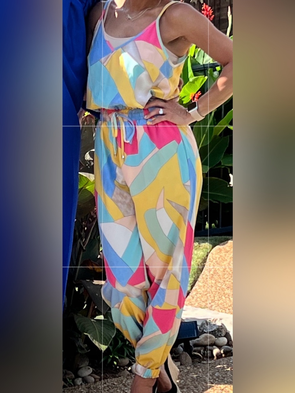 Women’s Multicolor Printed Jumpsuit - Bright Abstract Pattern